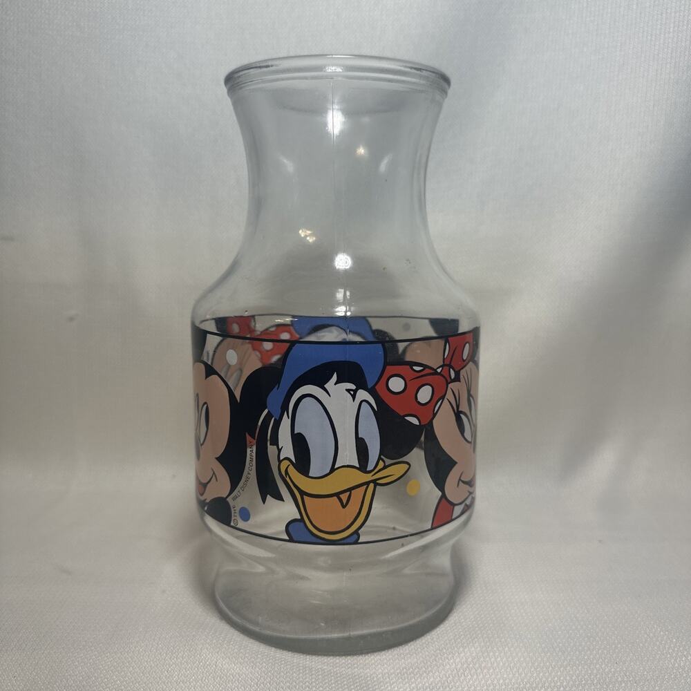 Walt Disney Mickey Mouse Donald Duck Minnie Mouse Anchor Hocking Juice Carafe